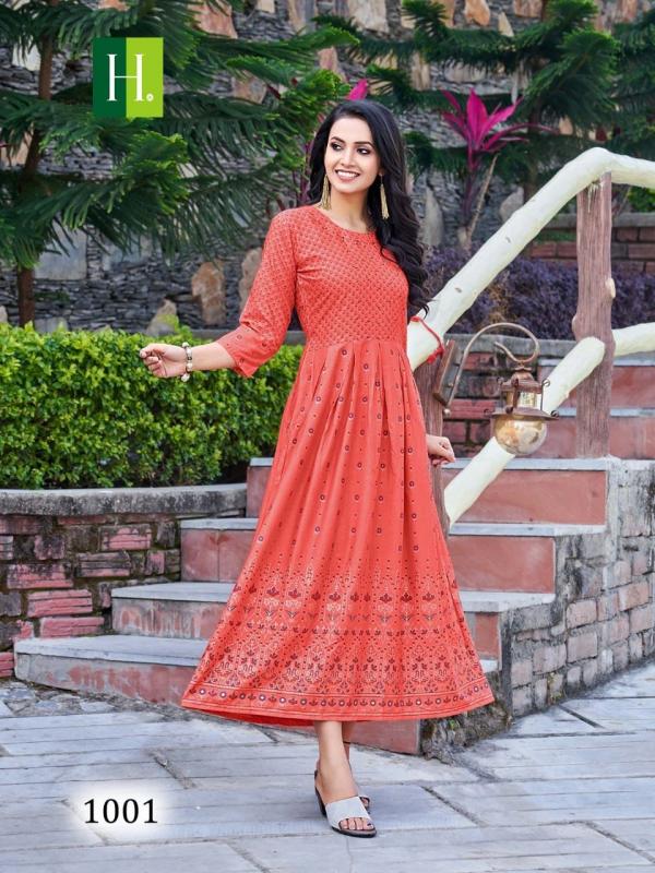 Hirwa Senorita Vol 1 Rayon Fancy Long Anarkali Kurti Collection